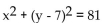 Find the center and the radius of the circle. -  A) (-7, 0) , r = 81 B) (0, -7) , r = 9 C) (7, 0) , r = 81 D) (0, 7) , r = 9