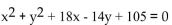 Find the center and the radius of the circle. -  A) (7, -9) , r = 5 B) (9, -7) , r = 25 C) (-9, 7) , r = 5 D) (-7, 9) , r = 25