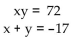 Solve. -  A) (8, 9) , (9, 8)  B) (8, -9) , (9, -8)  C) (-8, 9) , (-9, 8)  D) (-8, -9) , (-9, -8) 