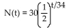 Solve the problem. -The half-life of a certain radioactive substance is 17 years. Suppose that at time t = 0, there are 30 g of the substance. Then after t years, the number of grams of the substance remaining will be:   How many grams of the substance will remain after 136 years? Round to the nearest hundredth when necessary. A) 0.47 g B) 1.88 g C) 0.94 g D) 0.23 g