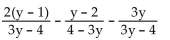Add or subtract. Then simplify. If a denominator has two or more factors (other than monomials) , leave it in factored form. Express the answer using the denominator of the first fraction when applicable. -  A)    B)    C)    D)   