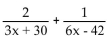 Add or subtract. Then simplify. If a denominator has two or more factors (other than monomials) , leave it in factored form. Express the answer using the denominator of the first fraction when applicable. -  A)    B)    C)    D)   
