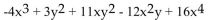 Find the leading term and the leading coefficient. -  A) Leading Term:   Leading Coefficient: -12 B) Leading Term:   Leading Coefficient: -4 C) Leading Term:   Leading Coefficient: 16 D) Leading Term: 1   Leading Coefficient: 11