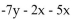 Collect like terms. -  A) -14xy B) -7y - 7x C) -7y - 3x D) -7y + 3x