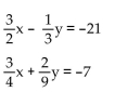 Solve the system of equations by the elimination method. -  A) (-12, -9)  B) (9, -12)  C) (12, 9)  D) (-12, 9) 