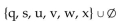 Find the indicated intersection or union. -  A)    B) {q, s, u, v, w} C) {q} D) {q, s, u, v, w, x}