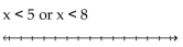 Solve the compound inequality. Express the solution using interval notation. Graph the solution set. -  A)    B)    C)    D)   