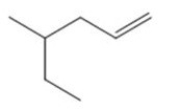 What is the IUPAC name of the compound shown in the figure?   A) methylhexene B) 4-methylhexene C) 2-methylhexene D) 4-methyl-1-hexene E) 4-ethyl-5-pentene