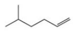 The following line structure represents a molecule of 5-methyl-1-pentene.  