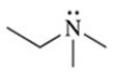 The line structure shown represents the molecule with the formula CH<sub>3</sub>NH<sub>2</sub>.  