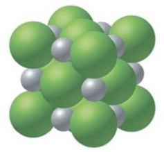 Identify the type of solid shown in the image.   A) metallic B) ionic C) network D) nonpolar molecular E) polar molecular