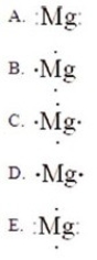The Lewis symbol for Mg is:   A) A B) B C) C D) D E) E