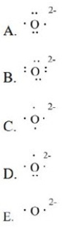 The Lewis symbol for O<sup>2-</sup> is:   A) A B) B C) C D) D E) E
