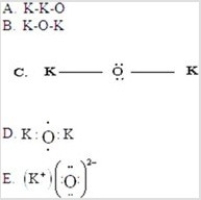 Which of the following best represents the bonding for K<sub>2</sub>O?   A) A B) B C) C D) D E) E
