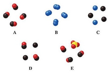 Which image(s) in the figure represents a mixture?   A) image C B) image D C) image E D) images C and D E) images C, D, and E