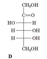 Examine the given chemical structures.         Which of the following chemical structures is a ketohexose? A)  A B)  B C)  C D)  D E)  None of these is a ketohexose.