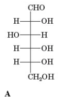 Examine the given chemical structures.         Which of the following chemical structures has an L-configuration? A)  A B)  B C)  C D)  D E)  None of these has an L-configuration.