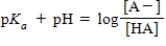 Identify the Henderson-Hasselbalch equation. A)    B)    C)    D)   