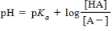 Identify the Henderson-Hasselbalch equation. A)    B)    C)    D)   