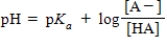 Identify the Henderson-Hasselbalch equation. A)    B)    C)    D)   