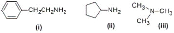 Which of the following compounds are primary aliphatic amines?   A)  (i)  and (ii)  only B)  (i)  and (iii)  only C)  (ii)  and (iii)  only D)  (i)  only