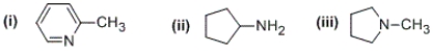 Which of the following compounds is a heterocyclic aliphatic amine?   A)  (i)  only B)  (ii)  only C)  (iii)  only D)  (ii)  and (iii)  only