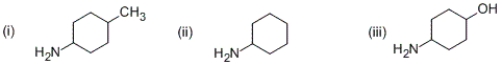 Which of the following is the correct order of the water solubility of the given compounds?   A)  (i)  > (ii)  > (iii)  B)  (ii)  > (i)  > (iii)  C)  (iii)  > (ii)  > (i)  D)  (iii)  > (i)  > (ii) 