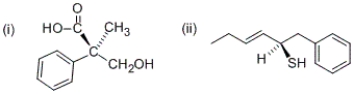 What are the R/S configurations at the stereocenters of the following compounds?   A)  (i)  = R; (ii)  = R B)  (i)  = R; (ii)  = S C)  (i)  = S; (ii)  = R D)  (i)  = S; (ii)  = S
