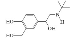 Consider the following compound, albuterol, used in bronchodilators.   How many acidic groups are present in this compound? A)  1 B)  2 C)  3 D)  4