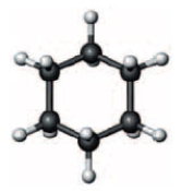 Consider the following ball-and-stick model that shows the top view of a compound.   Which of the following is not a representation of this compound? A)    B)    C)    D)  All of these are representations of the compound.