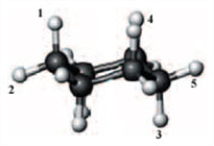 Identify a correct statement about the chair conformation of cyclohexane.   A)  1, 3, and 4 represent axial positions, whereas 2 and 5 represent equatorial positions. B)  1, 3, and 4 represent equatorial positions, whereas 2 and 5 represent axial positions. C)  All the hydrogen atoms represent equatorial positions. D)  All the hydrogen atoms represent axial positions.
