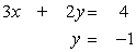 Solve the following system of equations by graphing:   A)  (2, -1)    B)  No solution C)  (0, 2)    D)  (2, -1)   