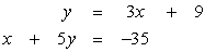 Solve by substitution:   A)  (-4, -3)  B)  No solution C)  Dependent D)  (-5, -6)  E)  (-6, -9) 