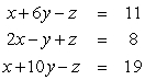 Solve by the addition method:   A)  (2, 2, 3)  B)  (3, 2, 4)  C)  (4, 2, 5)  D)  (-3, 3, 4)  E)  (3, 3, 10) 