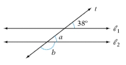 Given that   , find the measures of angles a and b.   A)    ,   B)    ,   C)    ,   D)    ,   E)    ,  