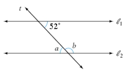 Given that   , find the measures of angles a and b.   A)    ,   B)    ,   C)    ,   D)    ,   E)    ,  