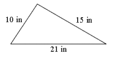 Find the perimeter of the triangle.   A)  25 in B)  31 in C)  36 in D)  46 in E)  43 in