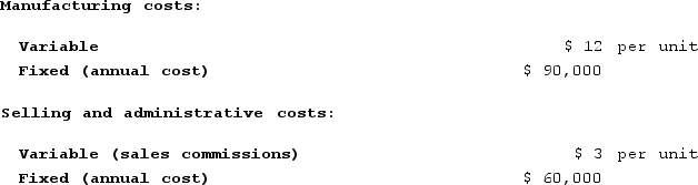 Marsdon Company has an annual production capacity of 15,000 units. The costs associated with production and sale of the company's product are given below:    The company presently is selling 12,000 units annually at a selling price of $28 each. A special order has been received from a distributor who wants to purchase 3,000 units at a special price of $20 each. Regular sales would not be affected by this order and the order could be filled without any impact on total fixed costs. Sales commissions on the special order would be reduced by one-third. Required: Determine whether the company should accept the special order.