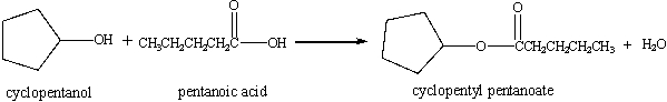 In the equation given below, cyclopentanol (molar mass = 86.1 g/mol)  reacts with pentanoic acid (molar mass = 102 g/mol)  to produce cyclopentanoate(molar mass = 170.2 g/mol)  and water. The volume of 0.297 M pentanoic acid needed for the complete reaction of 40.0 g cyclopentanol is _____ mL.   A)  0.86 × 10<sup>3</sup> B)  5.78 × 10<sup>3</sup> C)  7.58 × 10<sup>3</sup> D)  1.56 × 10<sup>3</sup> E)  0.76 × 10<sup>3</sup>