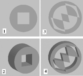 <strong> The item marked 3 in the above figure is a ____.</strong> A)simple compound path B)complex compound path C)simple compound path, extruded D)complex compounded path, extruded