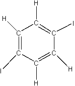 Give the proper name for the molecule given below.   A)  1,4-diiodobenzene B)  1,3-diiodobenzene C)  2,3-diiodobenzene D)  1,2-diiodobenzene E)  3,5-diiodobenzene