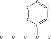 Give the proper name for the molecule below.   A)  6-pentylbenzene B)  1-pentylbenzene C)  4-phenylpentane D)  2-phenylpentane E)  5-phenylpentane