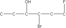 Give the proper name for the molecule below as a substituted alkane.   A)  4-bromo-6-fluoro-3-hydroxyhexane B)  4-hydroxy-3-bromo-1-fluorohexane C)  2-hydroxy-3-bromo-1-fluorohexane D)  4-hydroxy-5-bromo-6-fluorohexane E)  1-hydroxy-2-bromo-3-fluorohexane