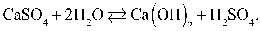 The equilibrium equation that exists between calcium sulfate and water as reactants and calcium hydroxide and sulfuric acid as products can be represented as  