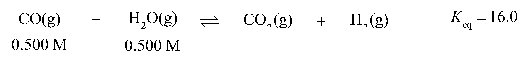 The equilibrium concentration of H<sub>2</sub>O(g) for the chemical reaction below is 0.900 M.  