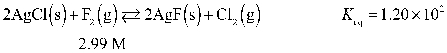 Determine the equilibrium concentration of Cl<sub>2</sub>(g)  for this reaction.   A)  0.729 M B)  9.27 M C)  2.97 M D)  9.72 M E)  0.297 M