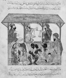 Use the image below to answer all parts of the question that follows. A thirteenth-century Muslim slave market in Yemen   (A) Identify ONE factor that led to large quantities of slaves in Muslim slave markets in the period from 1000-1300. (B) Identify ONE state in Eurasia where free peasants and artisans provided most labor in this time period. (C) Describe the formation of ONE additional type of coerced labor (besides slavery) in Eurasia during this time period.