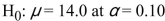 <strong>Assume that in a hypothesis test with null hypothesis , that a value of 11.0 for the sample mean results in the null hypothesis being accepted. That corresponds to a confidence interval Result of</strong> A) The 0.10% confidence interval for the mean contains the value 11.0 B) The 90% confidence interval for the mean contains the value 14.0 C) The 90% confidence interval for the mean does not contain the value 14.0 D)There is insufficient information as to if the 90% confidence interval for the mean does or does not contain the value 11.0