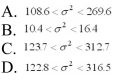 What is the 90% confidence interval for the variance of exam scores for 28 algebra students, if the standard deviation of their last exam was 12.7?