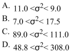 Find the 95% confidence interval for the variance of the heights of maple trees if a sample of 12 trees has a standard deviation of 10 feet.
